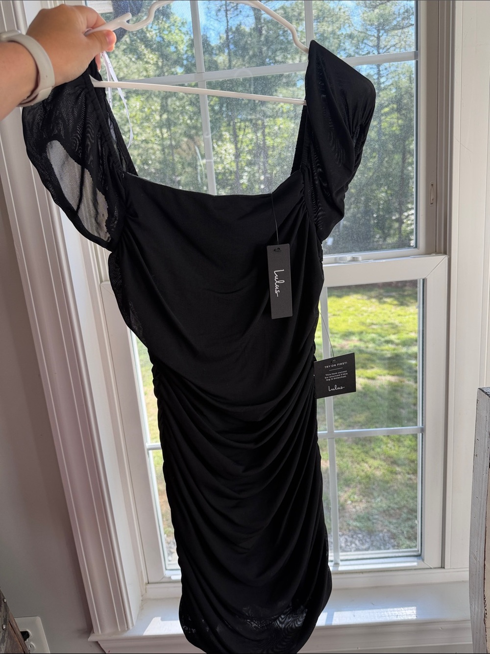 Lulu's Black Ruched Mini Dress - Picture 5 of 7